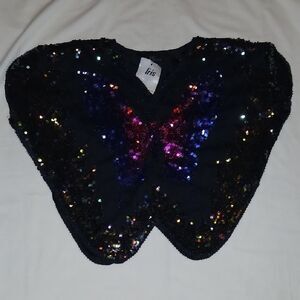 Vntg Iris Multicolor Sequin Butterfly Top